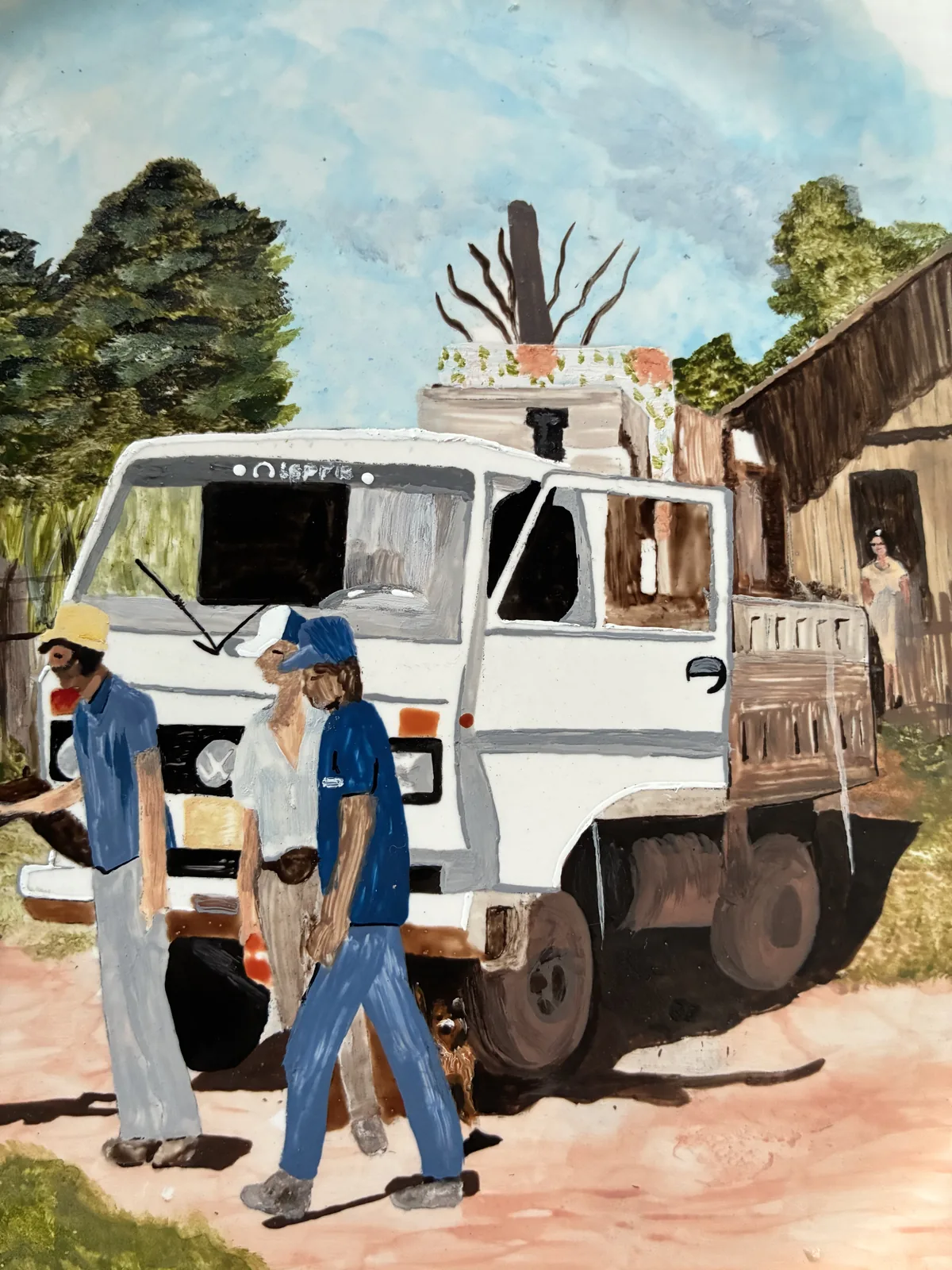 Prato com pintura colorida de uma história de vida